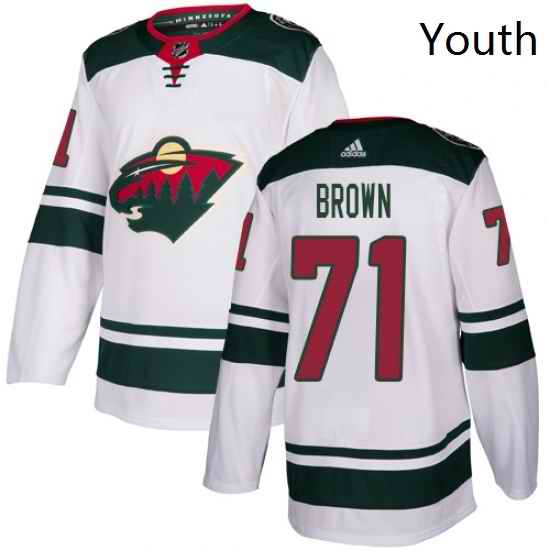 Youth Adidas Minnesota Wild 71 J T Brown Authentic White Away NHL Jerse